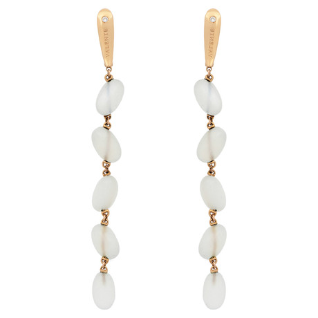 Valente 18k Rose Gold Diamond + Moonstone Earrings