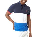 Elian Short-Sleeve Polo // Navy + White + Blue (2XL)