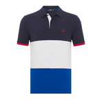 Elian Short-Sleeve Polo // Navy + White + Blue (2XL)