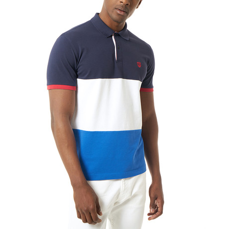 Elian Short-Sleeve Polo // Navy + White + Blue (2XL)