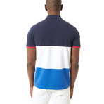 Elian Short-Sleeve Polo // Navy + White + Blue (2XL)