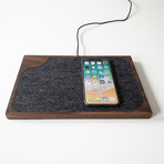 Docking Station in Walnut // 1 Wireless Charger (Silver)