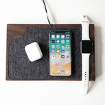 Docking Station in Walnut // 1 Wireless Charger + Apple Watch (Silver)