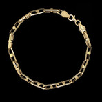 Semi-Solid 18K Yellow Gold Elongated Rolo Chain Bracelet // 4.5mm