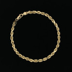 Hollow 10K Gold Rope Chain Bracelet // 4mm // Yellow