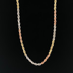Hollow 14K Gold Rope Chain Necklace // 4mm // Yellow + White + Rose (20" // 6.7g)