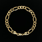 8.5mm Hollow Figaro Chain Bracelet // 14K Yellow Gold