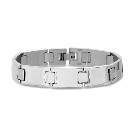 Stainless Steel Polished Link Bracelet // Silver