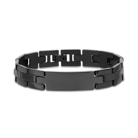 ID Plate Link Chain Bracelet // Black Plated