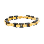 Stainless Steel Two-Tone Link Bracelet // Gold + Black