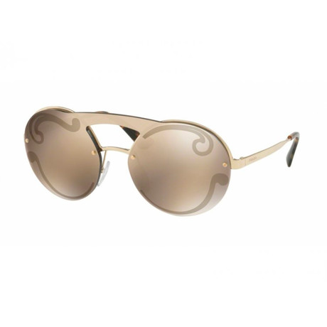 Prada // Women's Round Sunglasses // Gold + Pale Gold Mirror