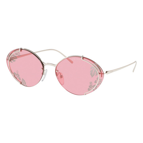 Prada // Women's Oval Sunglasses // Silver + Pink