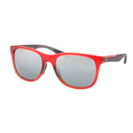 Prada // Unisex Rectangle Sunglasses // Matte Red + Silver Mirror