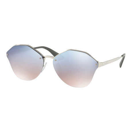 Prada // Women's Hexagon Sunglasses // Silver + Blue