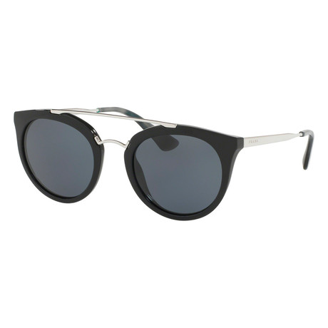 Prada // Women's Aviator Sunglasses // Black + Silver + Gray