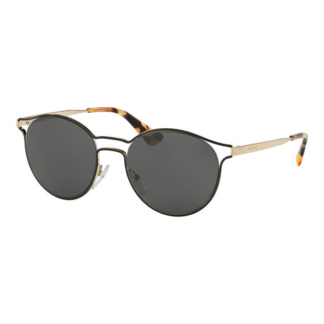 Prada // Women's Round Sunglasses // Pale Gold + Black