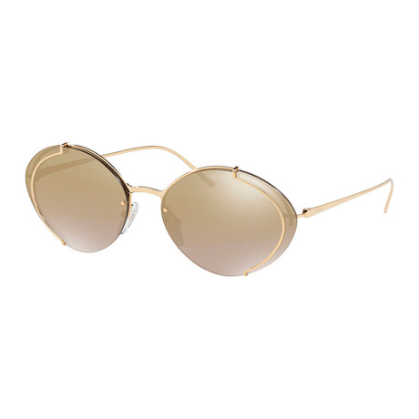 Prada // Women's Oval Sunglasses // Gold + Brown