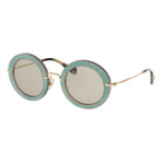 Miu Miu // Women's Round Sunglasses // Aqua Green + Light Brown