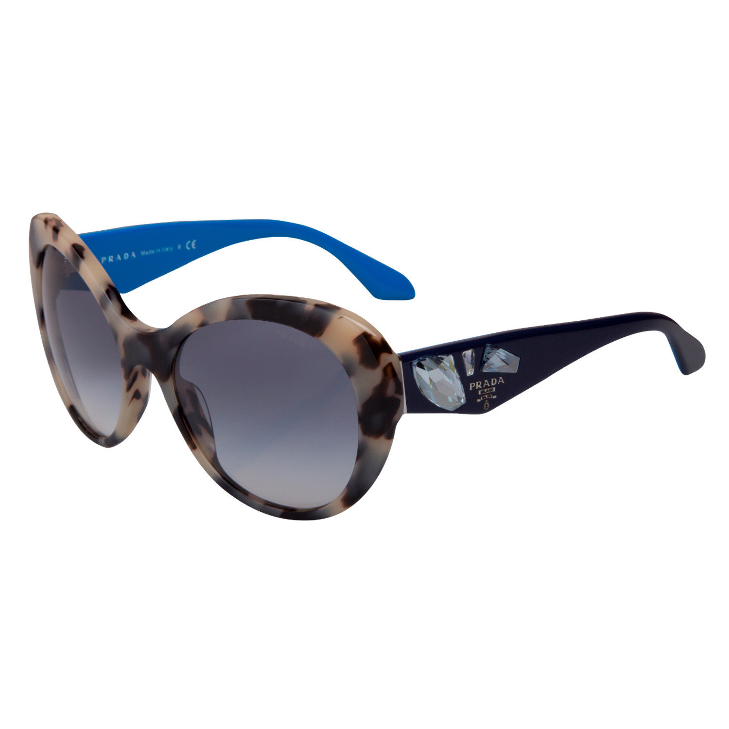 Prada // Women's Round Sunglasses // Tortoise + Black + Blue - Prada ...