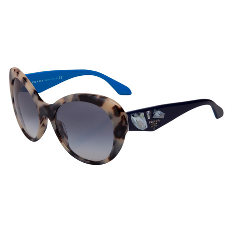 Prada // Women's Round Sunglasses // Tortoise + Black + Blue