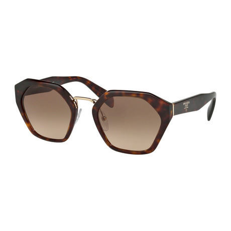 Prada // Women's Hexagon Sunglasses // Brown + Brown