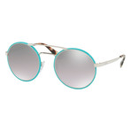 Prada // Women's Aviator Sunglasses // Silver + Azure + Gray