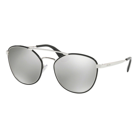 Prada // Unisex Aviator Sunglasses // Black + Silver + Gray