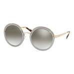 Prada // Women's Round Sunglasses // Gold + Gray
