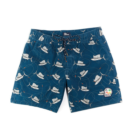Longline Elastic Waist Swim Shorts // Navy (S)