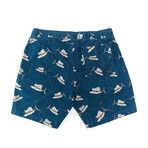Longline Elastic Waist Swim Shorts // Navy (S)