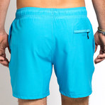 16" Ziggy 4-Way Stretch Swim Trunks // Cyan (L)