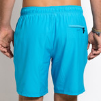 18" Nomad 4-Way Stretch Swim Trunks // Cyan (S)