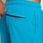 18" Nomad 4-Way Stretch Swim Trunks // Cyan (S)