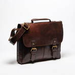 Small Coarse Leather Messenger Bag // Antique Brown