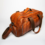 Woven Leather Travel Duffle Bag 20" // Choco Brown