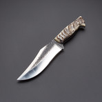 Large Sheep Horn Hammered 1095 High Carbon Knife