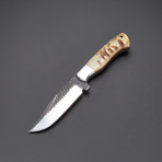 Medium Sheep Horn Hammered 1095 High Carbon Knife