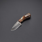 Sheep Horn / Walnut Wood Damascus Knife