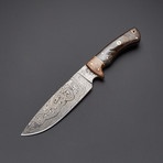 Sheep Horn / Ecotic Shedua Wood Damascus Knife