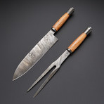 Damascus Bbq Knife Set Of 2 Pcs // EM-104