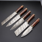 Round Handle Damascus Chef Knife Set Of 5 // EM-119