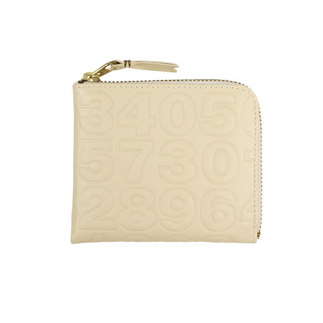 Leather Number Embossed Slim Wallet // Ivory