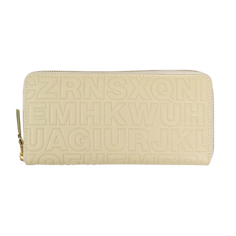 Leather Letter Embossed Wallet // Cream