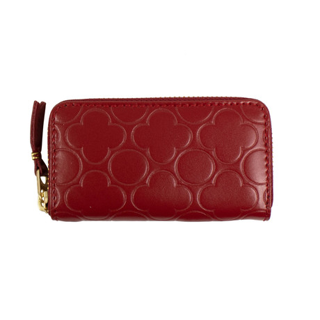 Leather Clover Embossed Mini Wallet Coin Purse // Red