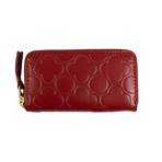 Leather Clover Embossed Mini Wallet Coin Purse // Red