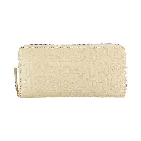 Leather Number Embossed Wallet // Cream