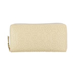 Leather Number Embossed Wallet // Cream