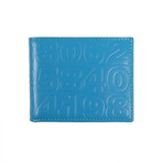 Leather Number Embossed Bi-Fold Wallet // Blue