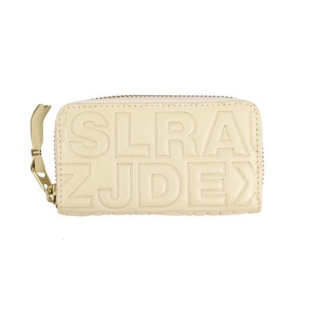 Leather Letter Embossed Mini Wallet Coin Purse // Ivory