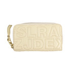 Leather Letter Embossed Mini Wallet Coin Purse // Ivory